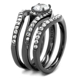 TK2739 - IP Light Black (IP Gun) Stainless Steel Ring with AAA Grade CZ in Clear - Alamode - Flyclothing LLC