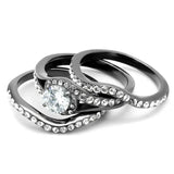 TK2739 - IP Light Black (IP Gun) Stainless Steel Ring with AAA Grade CZ in Clear - Alamode - Flyclothing LLC