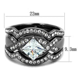 TK2741 - IP Light Black  (IP Gun) Stainless Steel Ring with AAA Grade CZ  in Clear - Alamode