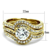 TK2742 - IP Gold(Ion Plating) Stainless Steel Ring with AAA Grade CZ  in Clear - Alamode