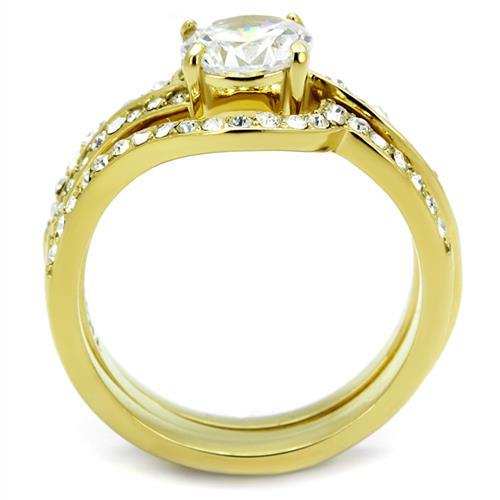 TK2742 - IP Gold(Ion Plating) Stainless Steel Ring with AAA Grade CZ in Clear - Alamode - Flyclothing LLC