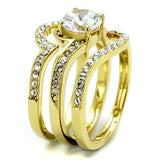 TK2742 - IP Gold(Ion Plating) Stainless Steel Ring with AAA Grade CZ  in Clear - Alamode