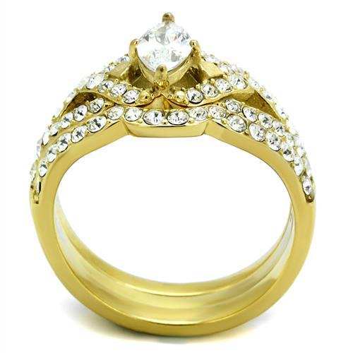 TK2743 - IP Gold(Ion Plating) Stainless Steel Ring with AAA Grade CZ in Clear - Alamode - Flyclothing LLC
