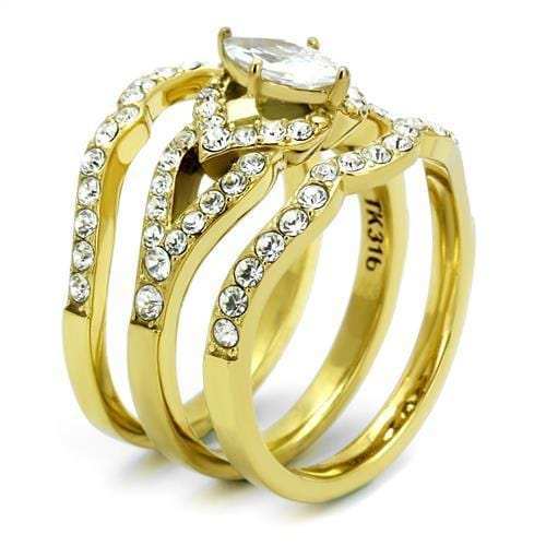 TK2743 - IP Gold(Ion Plating) Stainless Steel Ring with AAA Grade CZ in Clear - Alamode - Flyclothing LLC