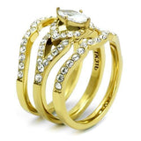 TK2743 - IP Gold(Ion Plating) Stainless Steel Ring with AAA Grade CZ  in Clear - Alamode