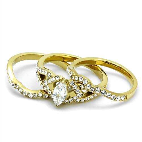 TK2743 - IP Gold(Ion Plating) Stainless Steel Ring with AAA Grade CZ in Clear - Alamode - Flyclothing LLC
