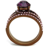 TK2745 - IP Coffee light Stainless Steel Ring with Top Grade Crystal  in Amethyst - Alamode