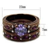 TK2746 - IP Coffee light Stainless Steel Ring with AAA Grade CZ  in Amethyst - Alamode
