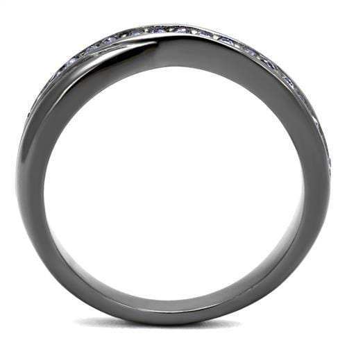 TK2750 - IP Light Black (IP Gun) Stainless Steel Ring with Top Grade Crystal in Tanzanite - Alamode - Flyclothing LLC