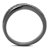 TK2750 - IP Light Black  (IP Gun) Stainless Steel Ring with Top Grade Crystal  in Tanzanite - Alamode