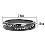 TK2751 - IP Light Black  (IP Gun) Stainless Steel Ring with Top Grade Crystal  in Clear - Alamode