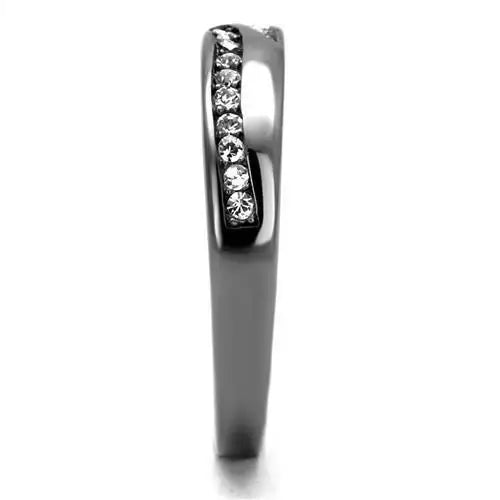 TK2751 - IP Light Black (IP Gun) Stainless Steel Ring with Top Grade Crystal in Clear - Alamode - Flyclothing LLC