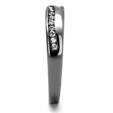 TK2751 - IP Light Black  (IP Gun) Stainless Steel Ring with Top Grade Crystal  in Clear - Alamode