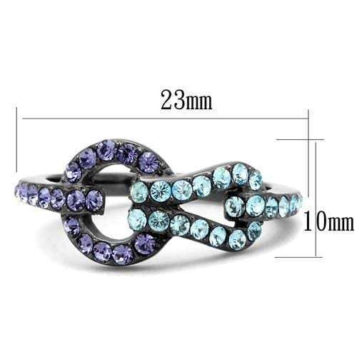 TK2752 - IP Light Black (IP Gun) Stainless Steel Ring with Top Grade Crystal in Tanzanite - Alamode - Flyclothing LLC