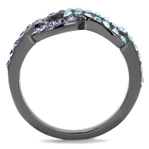 TK2752 - IP Light Black (IP Gun) Stainless Steel Ring with Top Grade Crystal in Tanzanite - Alamode - Flyclothing LLC