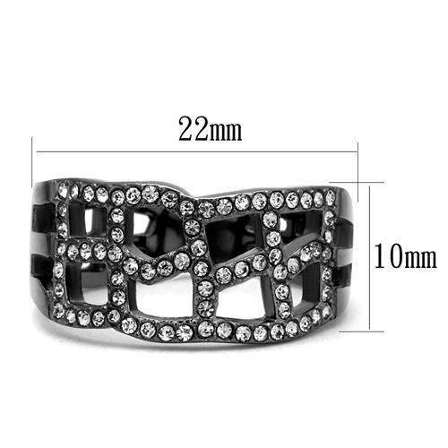 TK2753 - IP Light Black (IP Gun) Stainless Steel Ring with Top Grade Crystal in Black Diamond - Alamode - Flyclothing LLC
