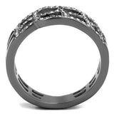 TK2753 - IP Light Black  (IP Gun) Stainless Steel Ring with Top Grade Crystal  in Black Diamond - Alamode