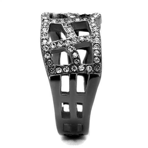 TK2753 - IP Light Black (IP Gun) Stainless Steel Ring with Top Grade Crystal in Black Diamond - Alamode - Flyclothing LLC