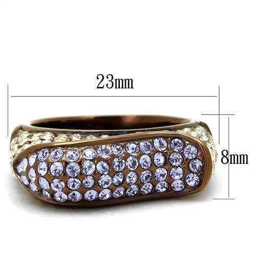 TK2754 - IP Coffee light Stainless Steel Ring with Top Grade Crystal in Multi Color - Alamode - Flyclothing LLC
