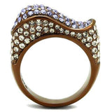 TK2754 - IP Coffee light Stainless Steel Ring with Top Grade Crystal in Multi Color - Alamode - Flyclothing LLC