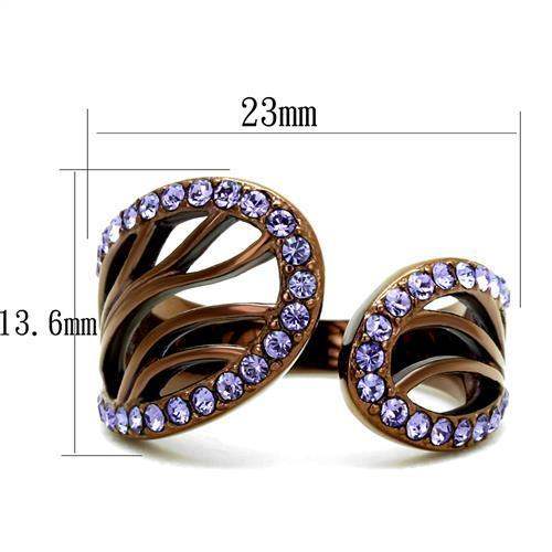 TK2755 - IP Coffee light Stainless Steel Ring with Top Grade Crystal in Tanzanite - Alamode - Flyclothing LLC