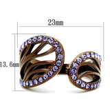 TK2755 - IP Coffee light Stainless Steel Ring with Top Grade Crystal in Tanzanite - Alamode - Flyclothing LLC