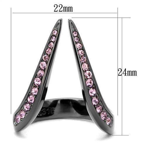 TK2756 - IP Light Black (IP Gun) Stainless Steel Ring with Top Grade Crystal in Light Amethyst - Alamode - Flyclothing LLC