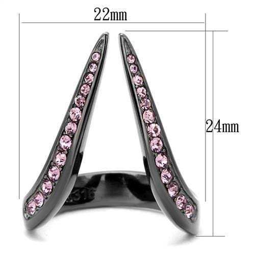 TK2756 - IP Light Black (IP Gun) Stainless Steel Ring with Top Grade Crystal in Light Amethyst - Alamode - Flyclothing LLC
