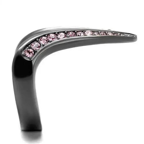 TK2756 - IP Light Black (IP Gun) Stainless Steel Ring with Top Grade Crystal in Light Amethyst - Alamode - Flyclothing LLC