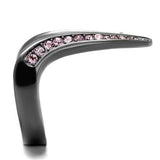 TK2756 - IP Light Black  (IP Gun) Stainless Steel Ring with Top Grade Crystal  in Light Amethyst - Alamode