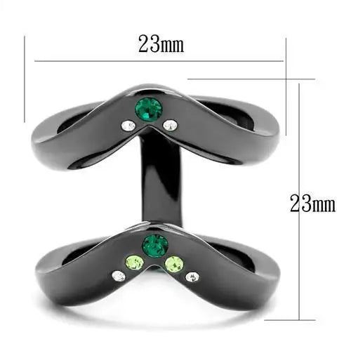 TK2757 - IP Light Black (IP Gun) Stainless Steel Ring with Top Grade Crystal in Multi Color - Alamode - Flyclothing LLC