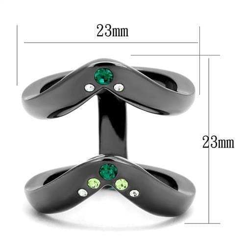 TK2757 - IP Light Black (IP Gun) Stainless Steel Ring with Top Grade Crystal in Multi Color - Alamode - Flyclothing LLC