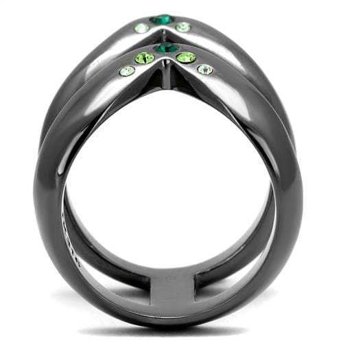 TK2757 - IP Light Black (IP Gun) Stainless Steel Ring with Top Grade Crystal in Multi Color - Alamode - Flyclothing LLC