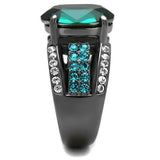 TK2759 - IP Light Black  (IP Gun) Stainless Steel Ring with Top Grade Crystal  in Emerald - Alamode