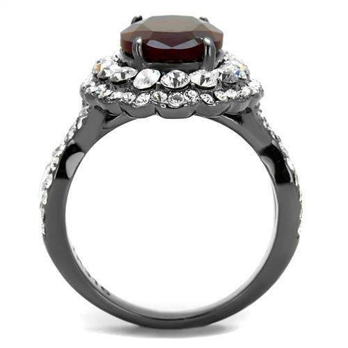 TK2761 - IP Light Black (IP Gun) Stainless Steel Ring with Synthetic Synthetic Glass in Siam - Alamode - Flyclothing LLC