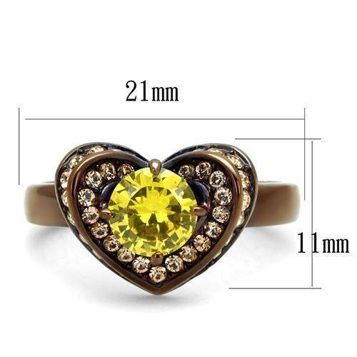 TK2762 - IP Coffee light Stainless Steel Ring with AAA Grade CZ in Topaz - Alamode - Flyclothing LLC