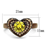 TK2762 - IP Coffee light Stainless Steel Ring with AAA Grade CZ  in Topaz