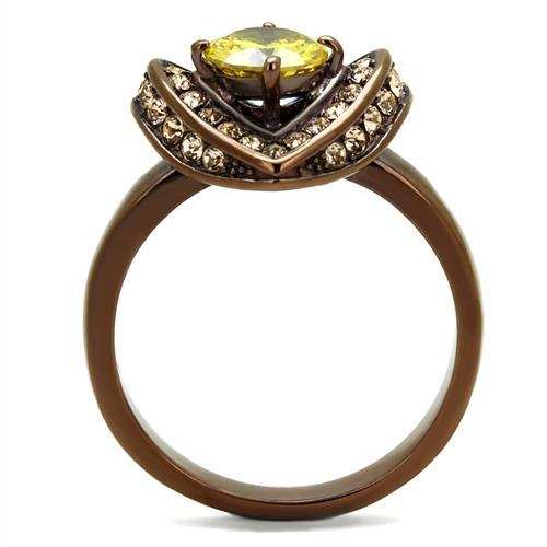 TK2762 - IP Coffee light Stainless Steel Ring with AAA Grade CZ in Topaz - Alamode - Flyclothing LLC