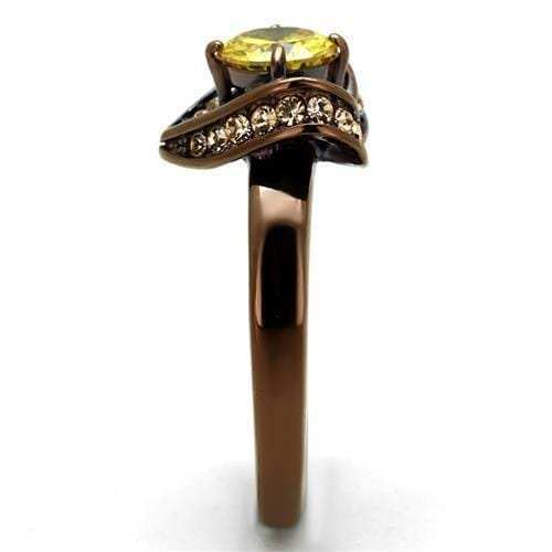 TK2762 - IP Coffee light Stainless Steel Ring with AAA Grade CZ in Topaz - Alamode - Flyclothing LLC