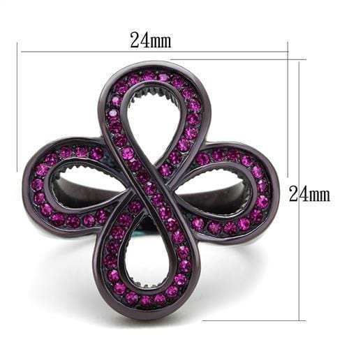 TK2763 - IP Dark Brown (IP coffee) Stainless Steel Ring with Top Grade Crystal in Fuchsia - Alamode - Flyclothing LLC