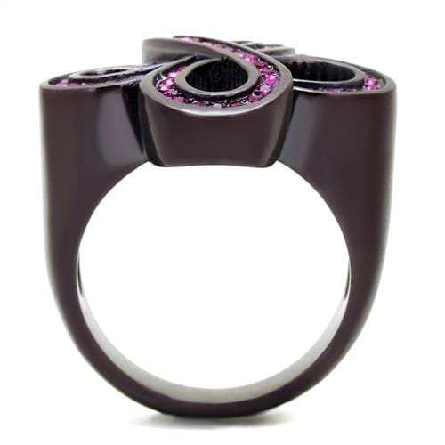 TK2763 - IP Dark Brown (IP coffee) Stainless Steel Ring with Top Grade Crystal in Fuchsia - Alamode - Flyclothing LLC