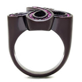 TK2763 - IP Dark Brown (IP coffee) Stainless Steel Ring with Top Grade Crystal  in Fuchsia - Alamode