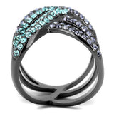 TK2766 - IP Light Black  (IP Gun) Stainless Steel Ring with Top Grade Crystal  in Multi Color - Alamode