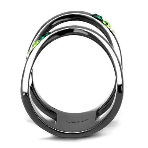 TK2768 - IP Light Black (IP Gun) Stainless Steel Ring with Top Grade Crystal in Multi Color - Alamode - Flyclothing LLC