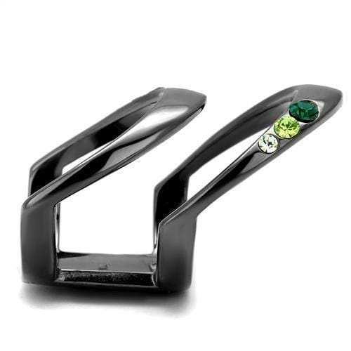 TK2768 - IP Light Black (IP Gun) Stainless Steel Ring with Top Grade Crystal in Multi Color - Alamode - Flyclothing LLC