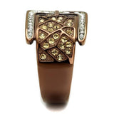 TK2770 - Two Tone IP Light Brown (IP Light coffee) Stainless Steel Ring with Top Grade Crystal  in Citrine Yellow - Alamode