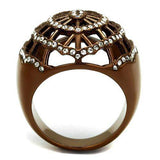 TK2772 - IP Coffee light Stainless Steel Ring with Top Grade Crystal in Clear - Alamode - Flyclothing LLC