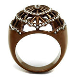 TK2772 - IP Coffee light Stainless Steel Ring with Top Grade Crystal in Clear - Alamode - Flyclothing LLC