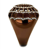 TK2772 - IP Coffee light Stainless Steel Ring with Top Grade Crystal in Clear - Alamode - Flyclothing LLC