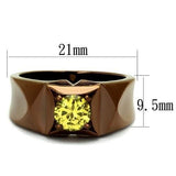 TK2773 - IP Coffee light Stainless Steel Ring with AAA Grade CZ  in Topaz - Alamode
